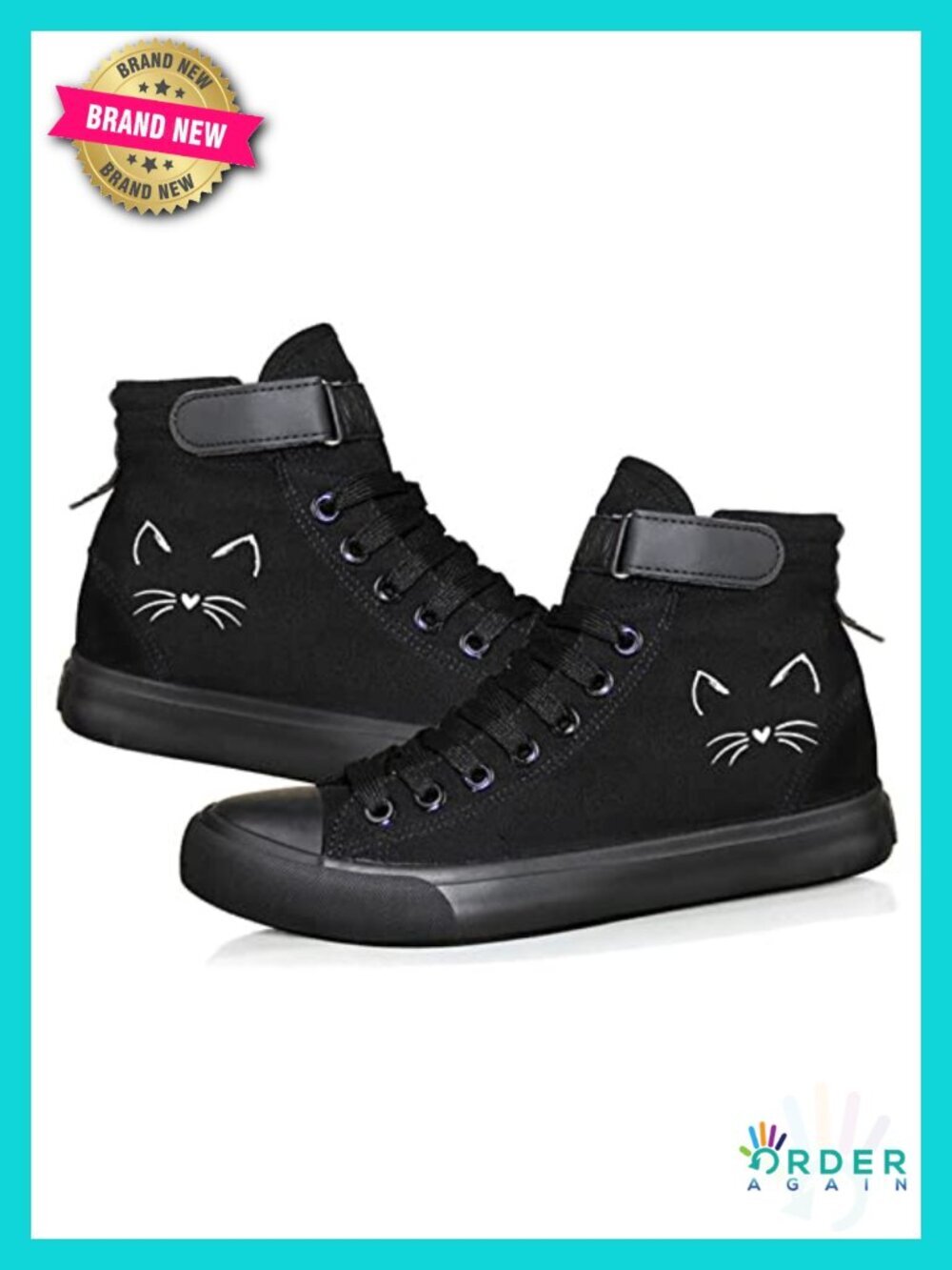 Cat Printed Canvas High Top Sneakers Women's Fashion Sneakers